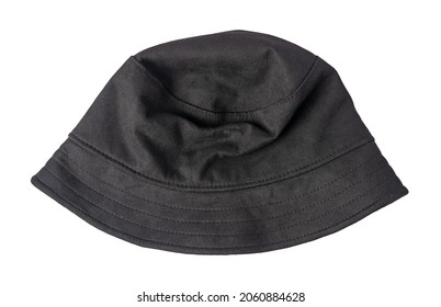 black bucket hat  isolated on white background .fisherman's hat, Irish country hat ,session hat,panama. - Shutterstock ID 2060884628