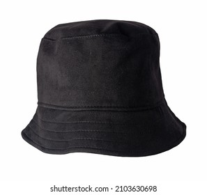 black bucket hat  isolated on white background .fisherman's hat, Irish country hat ,session hat,panama. - Shutterstock ID 2103630698