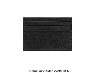 Black business leather card holder isolated on white background