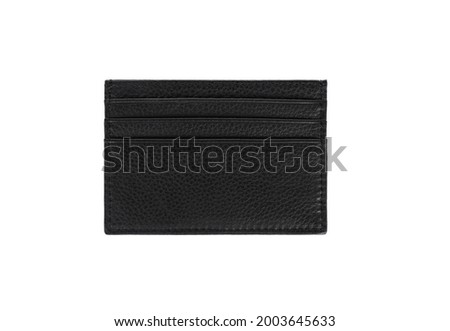 Black business leather card holder isolated on white background