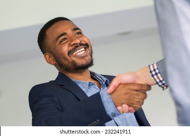 Black Business Man Girl Shaking Hands