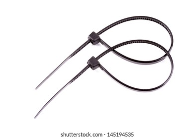 Black Cable Ties Isolated on White Background