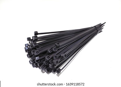 Black Cable Ties isolated on a white background.
