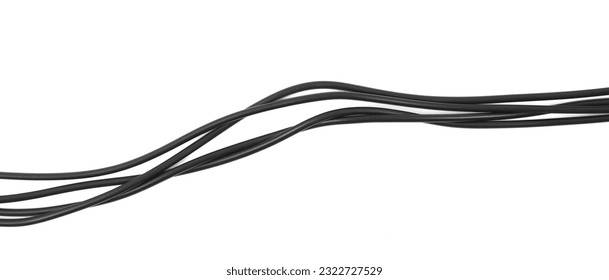 Black cables, wires isolated on white, with clipping path