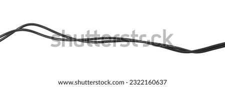 Black cables, wires isolated on white, with clipping path