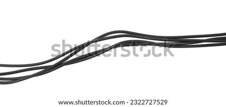 Black cables, wires isolated on white, with clipping path