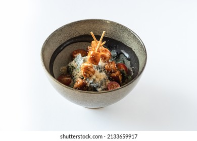 Black Caesar Salad With Chicken Yakitori