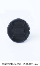 Black Camera Lens Cap Isolated on White Background