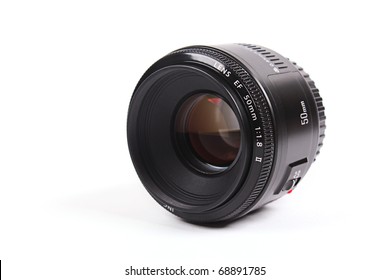 Black Camera Lens Isolated In White Background