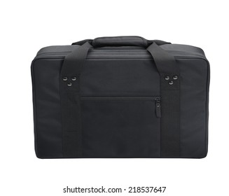 Black Canvas Messenger Or Laptop Bag Isolated