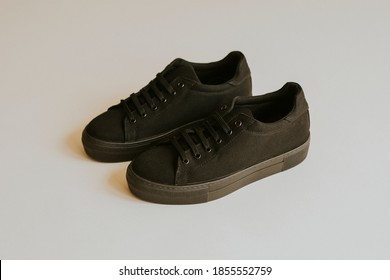 Black Canvas Sneakers Unisex Shoes