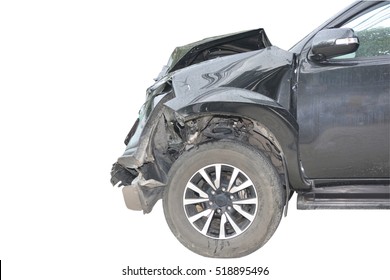 Black car accident front side isolated on white with clipping path - Shutterstock ID 518895496