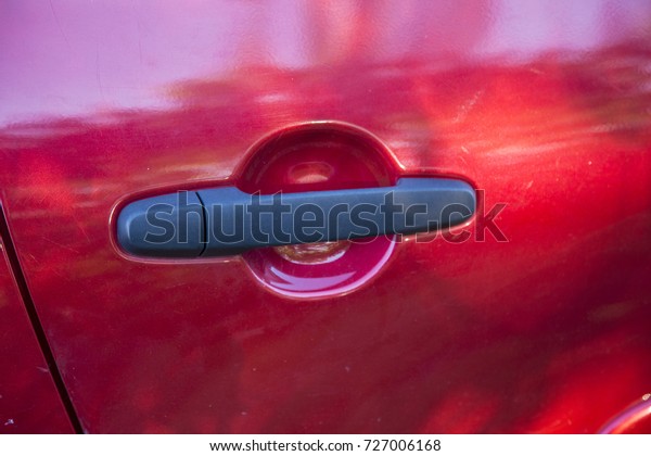 Black Car Door Handle On Red Stock Photo Edit Now 727006168