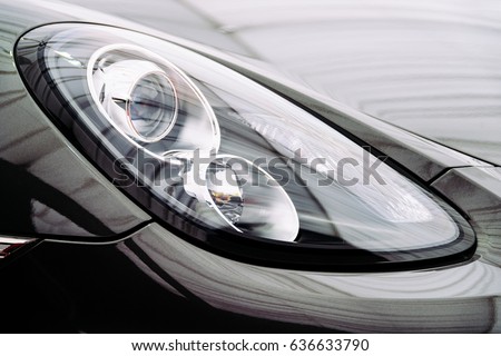 Black Car Front Headlight View