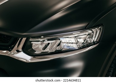 Black Car Headlight Close Up, Beautiful Car Design