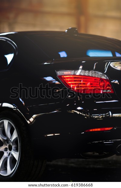 Black car. Luxury\
taillights. Car lights. 