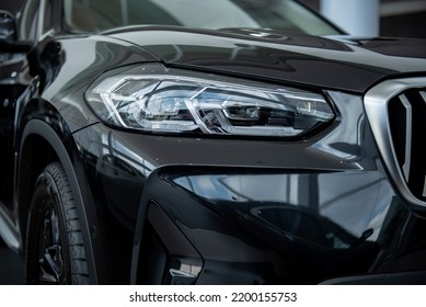Black Car with new technology headlights