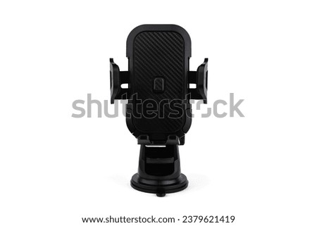 Black car phone holder isolated on white background.