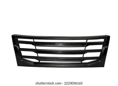 Black car radiator grill with horizontal slots front view isolated on white background - Shutterstock ID 2223036165