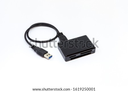 black card reader on a white background