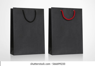 Black Cardboard Bag with handle rope, Isolated on white background - Powered by Shutterstock