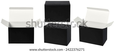 black cardboard box or giftbox set different angle view