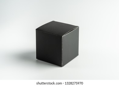 Black Cardboard Box On White Background, Moke Up