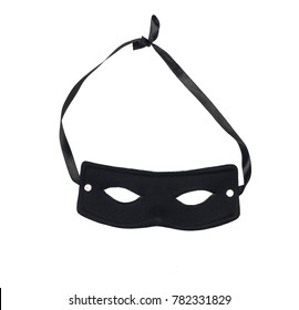 Black Carnival Mask Isolated On White Background. Super Hero Mask.