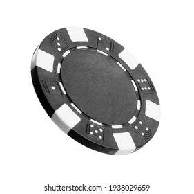 Black Casino Chip Isolated On White. Poker Game