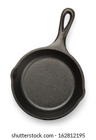 Black Cast Iron Pan Isolated on White Background.