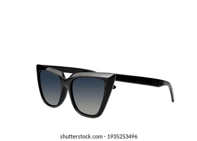 Black Cat Eye Sunglasses Isolated On White Background.