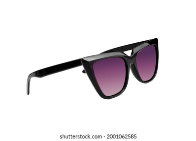 Black cat eye sunglasses isolated white background  Pink glasses side view 
