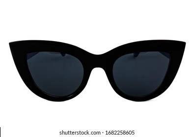 Black cat eye sunglasses and thick frame   gradient window isolated white background  front view