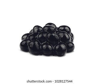 Black caviar close-up isolated on white background