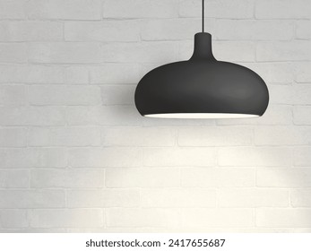 Black ceiling lamp and white brick wall - Powered by Shutterstock