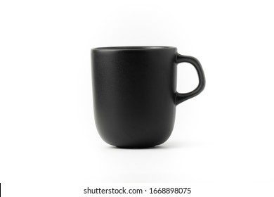 Black Ceramic Coffee Cup Beautifully Designed Modern White Background