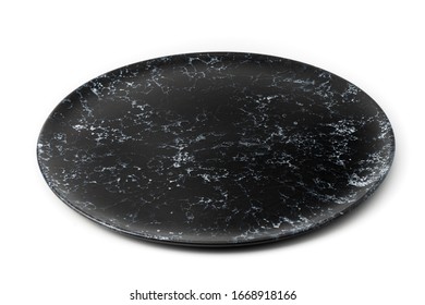 Black ceramic plates, beautifully designed, modern, white background