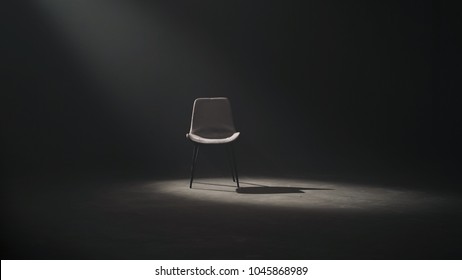 A black chair on dark background, low key and spotlight.