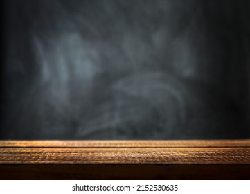 black chalk board background wall texture with old vintage aged old wood perspective for advertise product on display