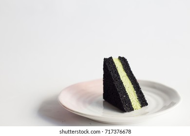 Black Charcoal Sandwich Chiffon Cake With Matcha Green Tea Cream