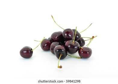 Black Cherries Isolated On White