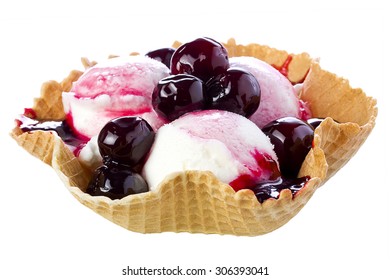 Black Cherry Ice Cream In Waffle Bowl