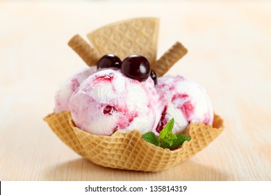 Black Cherry Icecream In Waffle Cup