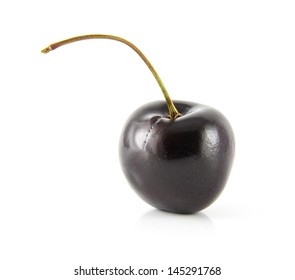 A Black Cherry Isolated On A White Background