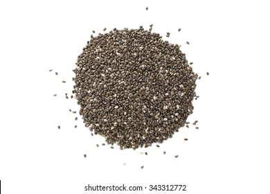 Black Chia Seeds From Above Isolated On White Background