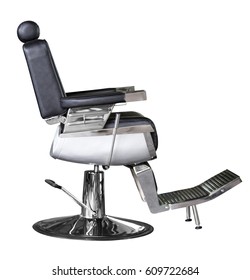 Black Chromed chair with barber leather seat isolated