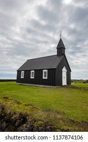 Black Church Of Budir At Snaefellsnes Peninsula In Iceland.