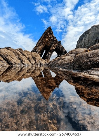 Black Church Rock Reflection Devon Coast 
