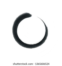 Black circle brush stroke frame isolated on white background
