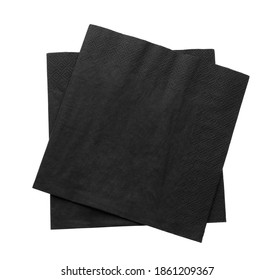 Black clean paper tissues on white background, top view